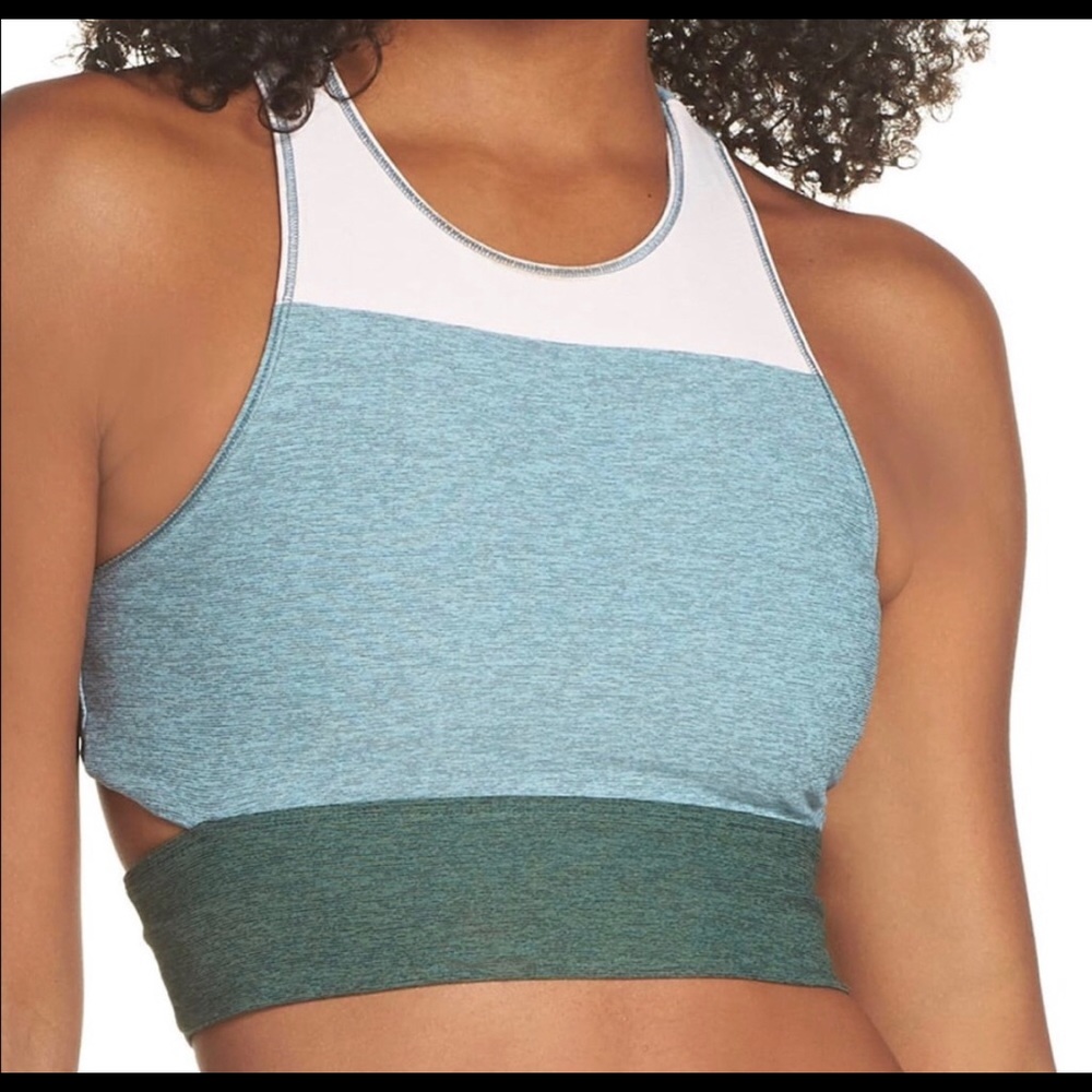 Outdoor Voices Tri-Tone Slashback Crop Top NWT